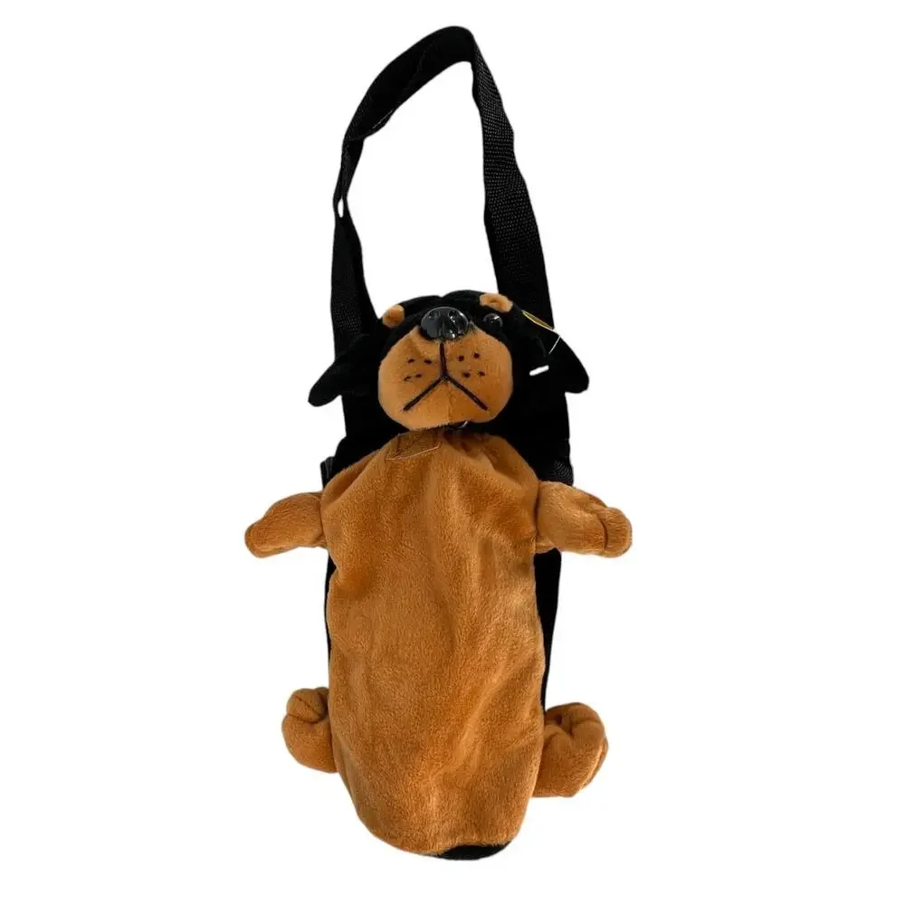 Dachshund Dog Plush Kids Crossbody Drink Water Bottle Holder Carrier Sling 12